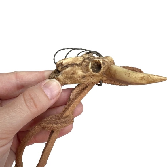 Vintage Kurt Adler Longhorn Cattle Skull Suede Tie Barbed Wire Ornament Decor - Picture 5 of 11